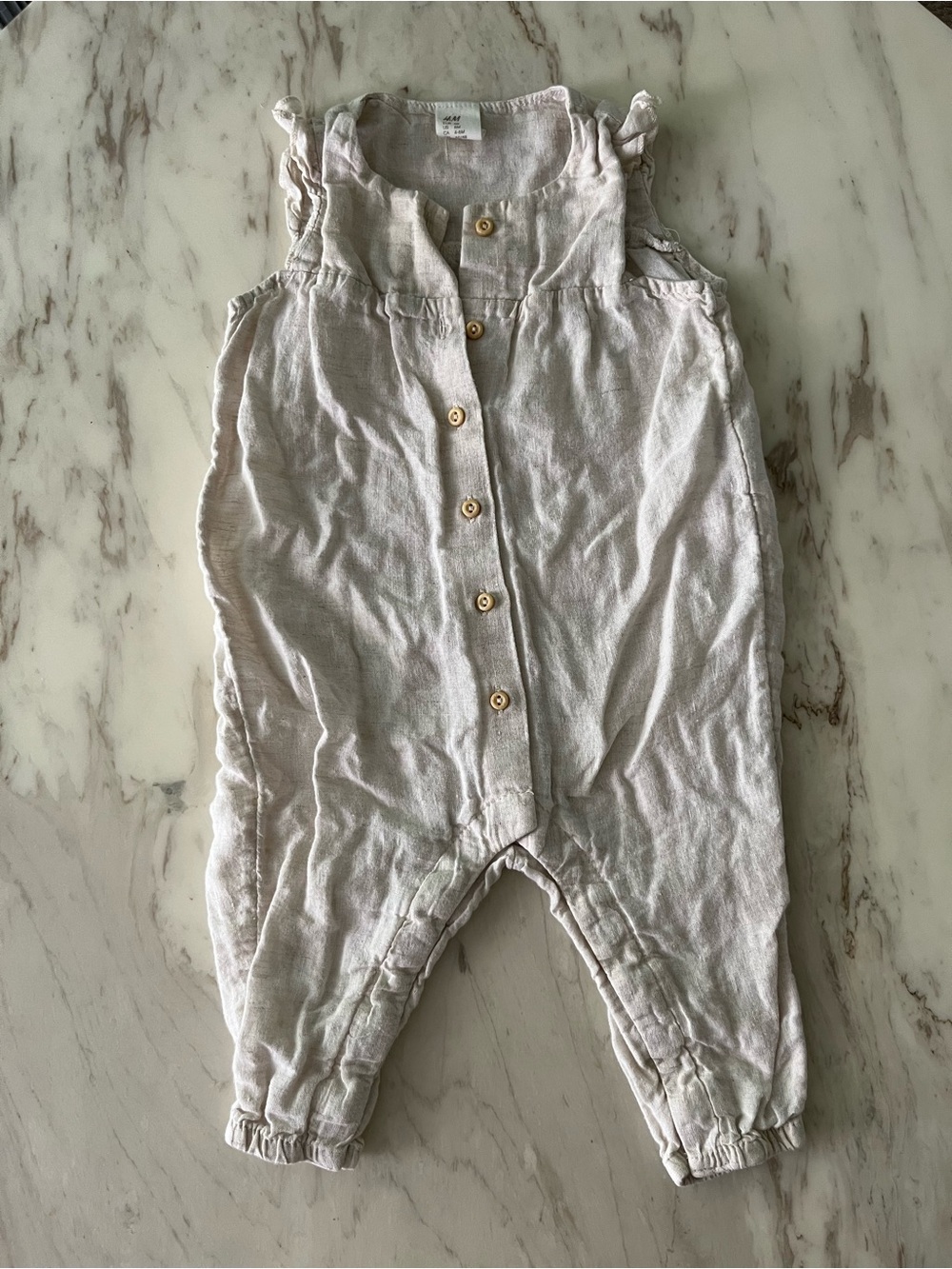 H&M Light Beige Linen Baby Romper